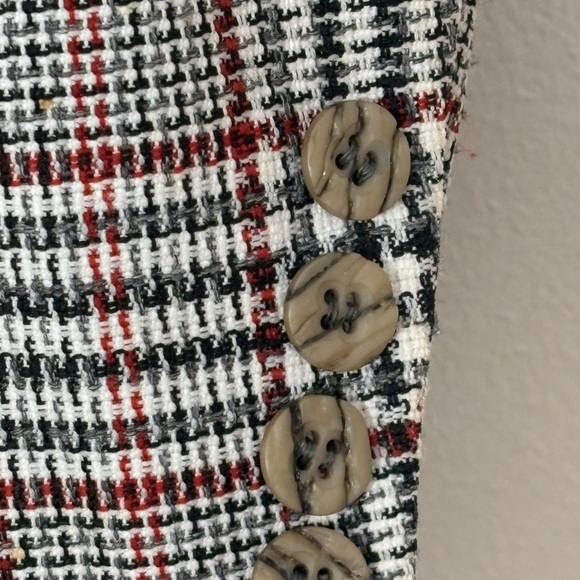 Vintage 70s BOLD PLAID suit jacket blazer checkered red white black size 42R - Picture 6 of 13